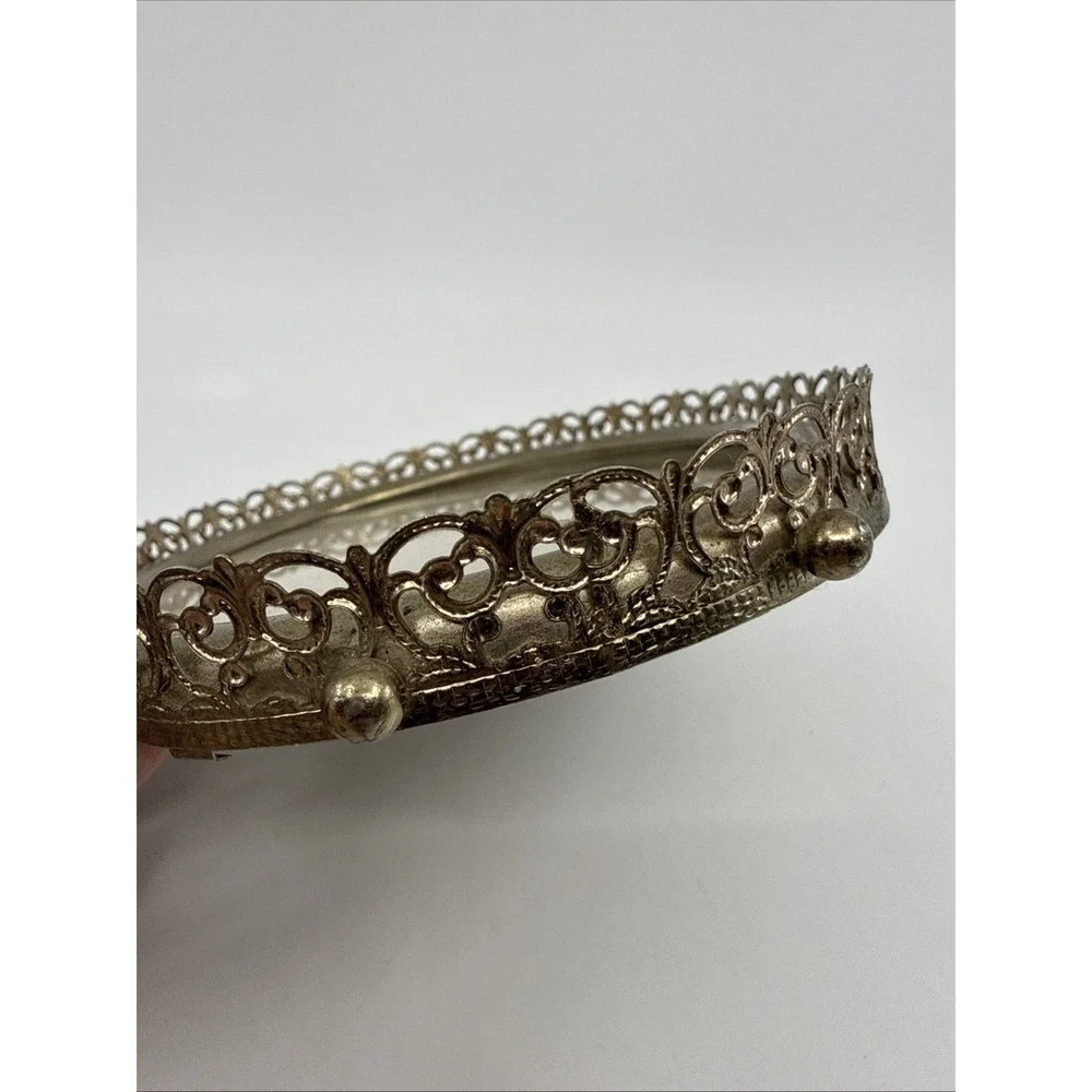 Vintage Frame Gold Plated Floral Lattice Ornate Filigree Oval 4x6